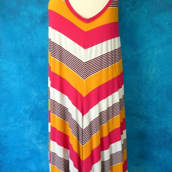 Lane Bryant Striped Tank Dress 22/24 Pink White - Picture 4 of 8